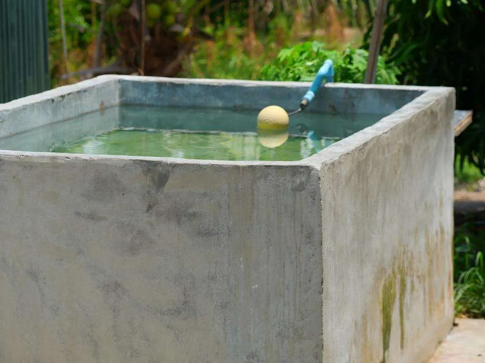 Reclaimed water in a garden water tank